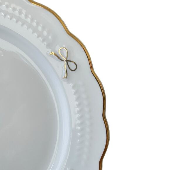 Yedi GOLD BOW Side Plates Set of 4 Ceramic 8in Holiday Glam White New - Picture 6 of 16